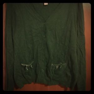 green cardigan